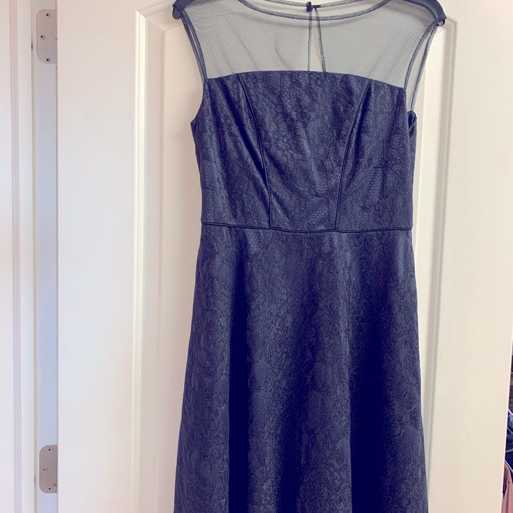 Adrianna Papell Navy w/ Black Lace Overlay